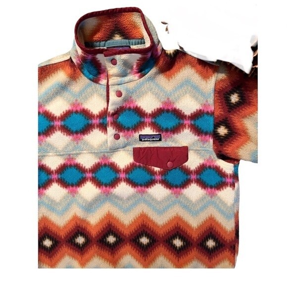 Patagonia Synchilla Snap T Fleece Aztec Timber Twist: Cinder Red Women’s xsmall - Picture 7 of 7